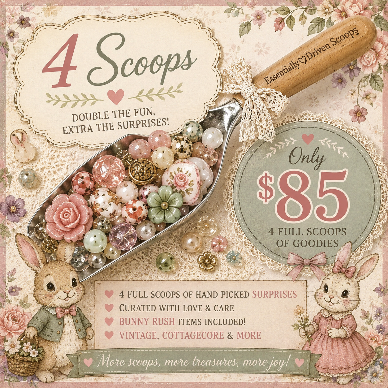 4 vintage scoops